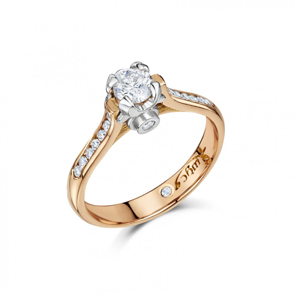 18ct Rose Gold Round Brilliant Cut Diamond Ivy Engagement Ring