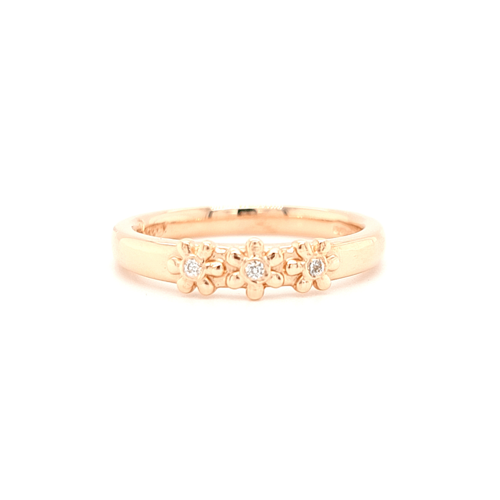 9ct Rose Gold Diamond Set Daisy Trilogy Ring
