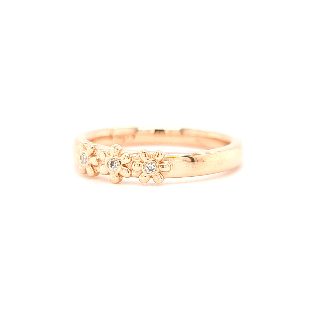 9ct Rose Gold Diamond Set Daisy Trilogy Ring
