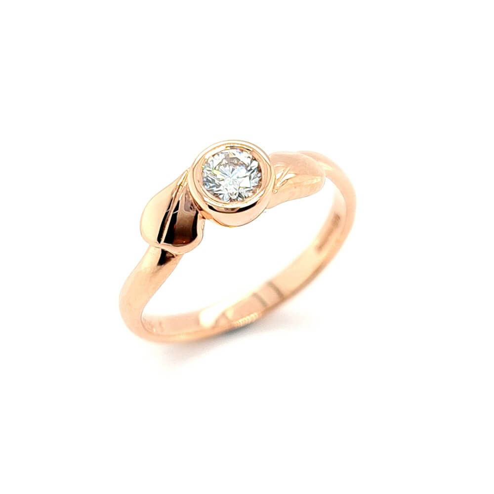 9ct Rose Gold Ivy Twist Diamond Solitaire Ring