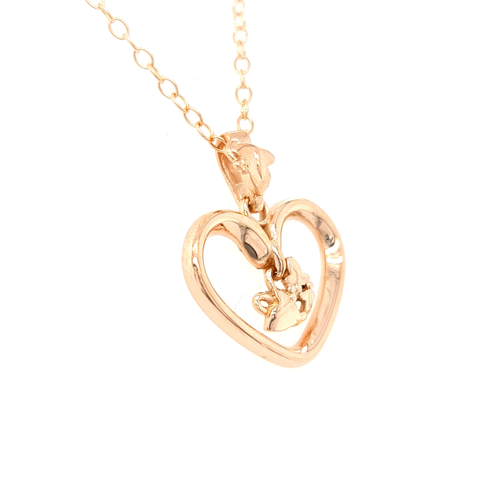 9ct Rose Gold Open Heart Ivy Pendant