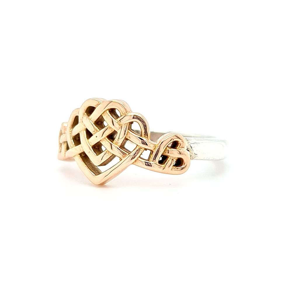 9ct Rose and Silver Celtic Heart Design Ring