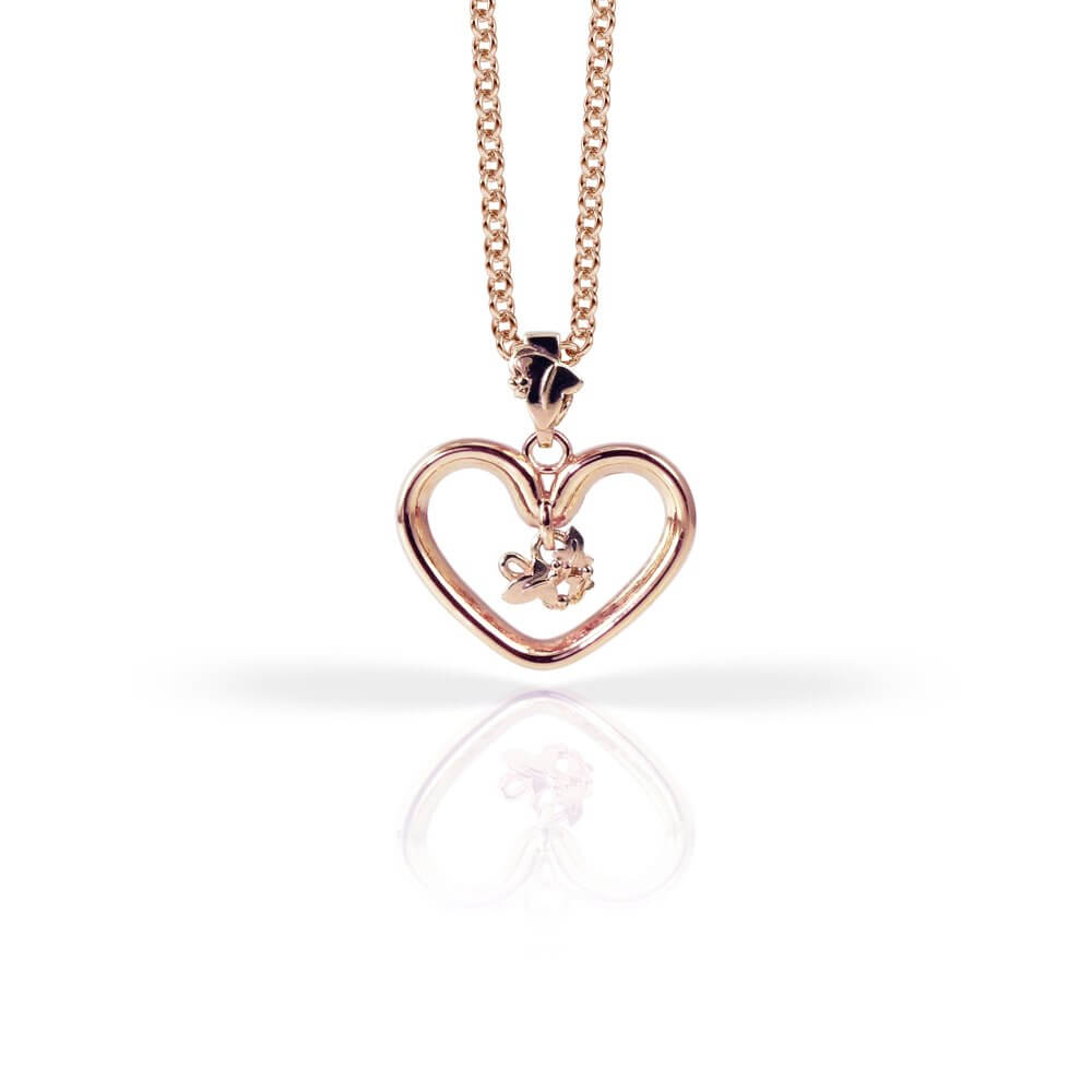 9ct Rose Gold Open Heart Ivy Pendant