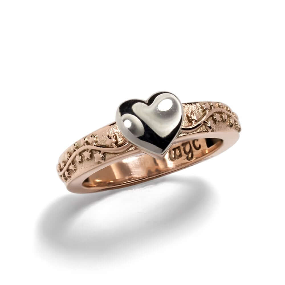 9ct Rose Gold & Silver Trailing Ivy Heart Ring