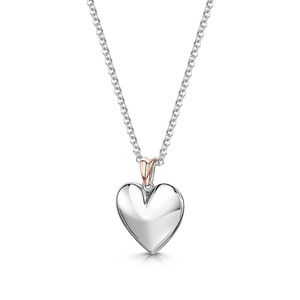 Silver & 9ct Rose Gold Heart