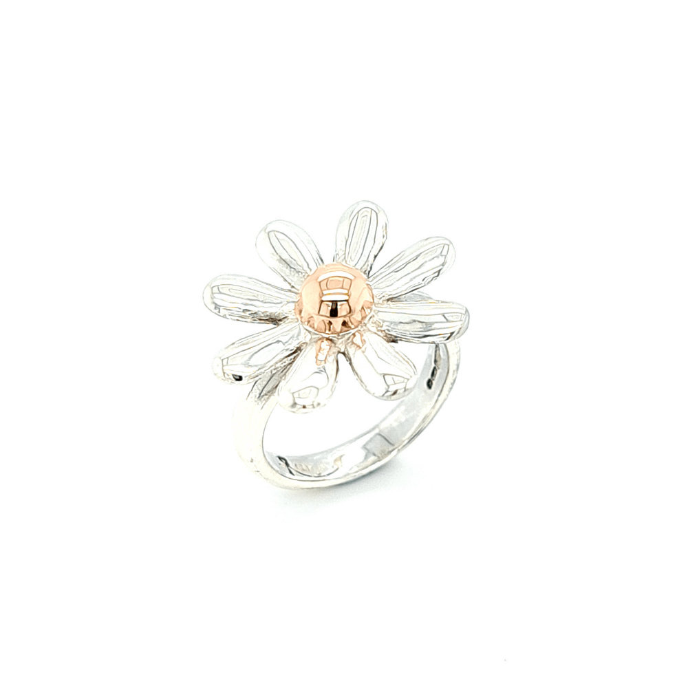 Silver & 9ct Yellow Gold Celtic Daisy Ring